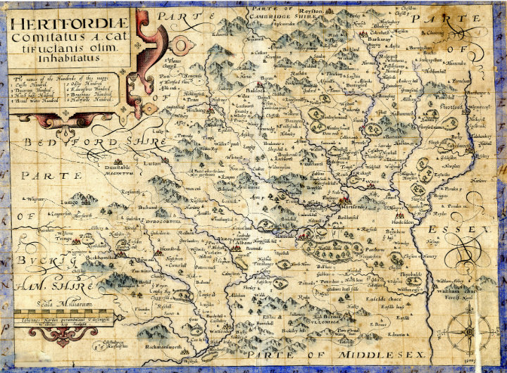 An old map of Hertfordshire.